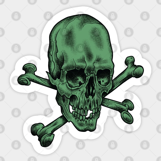 Skull and Crossbones Zombie Green Variant Sticker by Seven Relics